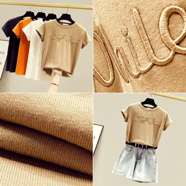 Alkalmi női póló rövid ujjal, felirattal