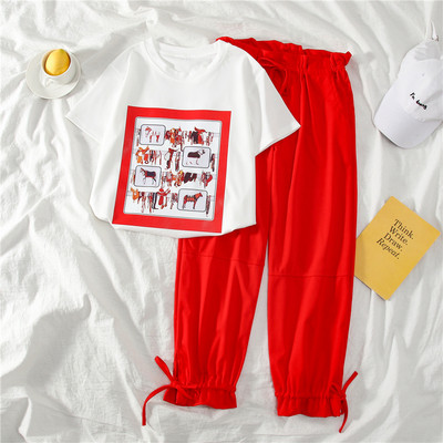 Set de dama zilnic din doua parti cu imprimeu color