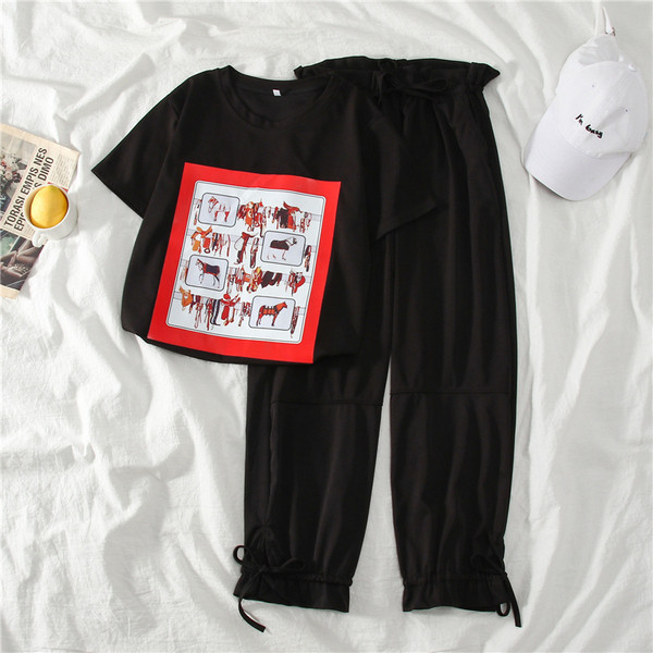 Set de dama zilnic din doua parti cu imprimeu color