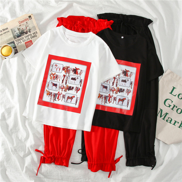 Set de dama zilnic din doua parti cu imprimeu color