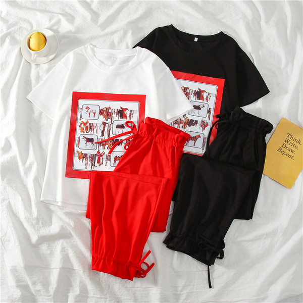 Set de dama zilnic din doua parti cu imprimeu color