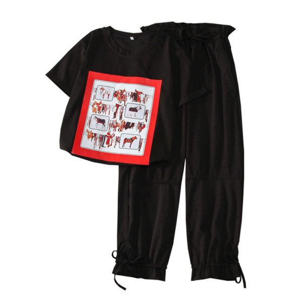 Set de dama zilnic din doua parti cu imprimeu color