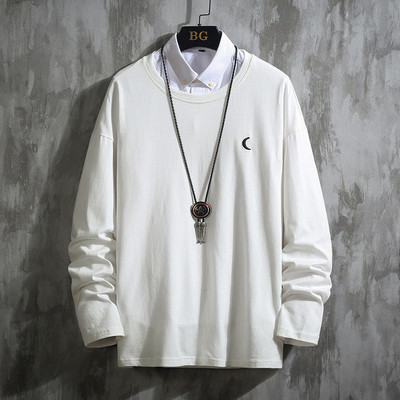 Bluză modernă pentru bărbați cu mâneci lungi și decolteu oval