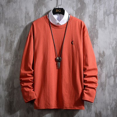 Bluză modernă pentru bărbați cu mâneci lungi și decolteu oval