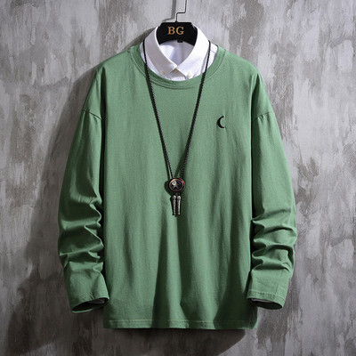 Bluză modernă pentru bărbați cu mâneci lungi și decolteu oval