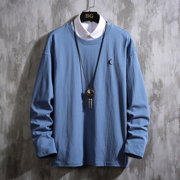 Bluză modernă pentru bărbați cu mâneci lungi și decolteu oval