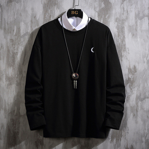 Bluză modernă pentru bărbați cu mâneci lungi și decolteu oval