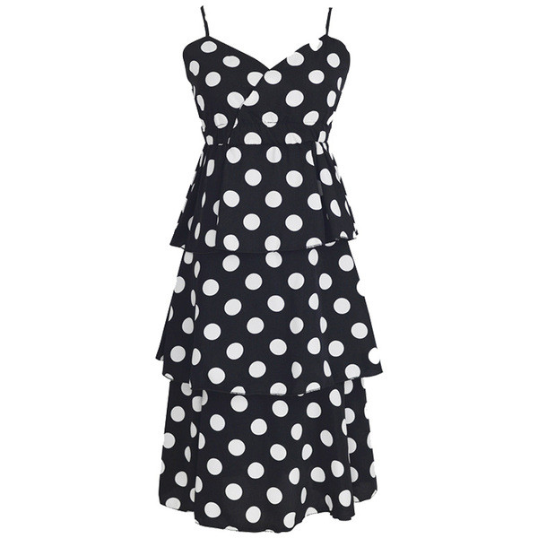 Rochie casual de dama cu bretele subtiri si decolteu spitz cu puncte