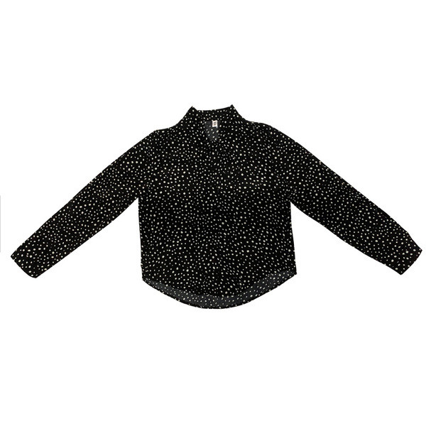 Cămașă modernă de damă cu buline, cu mâneci lungi și panglică