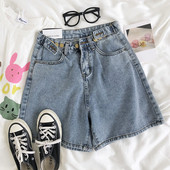 Retro női rövid farmernadrág állítható derékkal