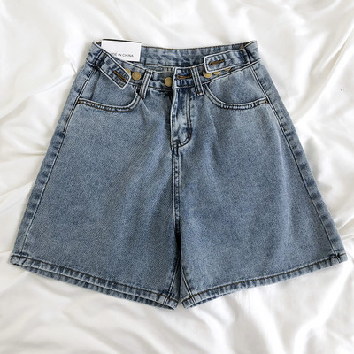 Retro női rövid farmernadrág állítható derékkal