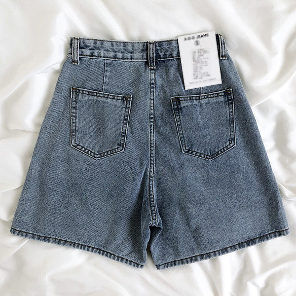 Retro női rövid farmernadrág állítható derékkal