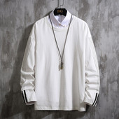 Modern, sima férfi blúz modell, hosszú ujjal és ovális nyakkivágással