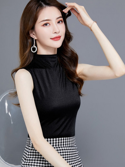 Actual maiou de damă cu guler semi-înalt