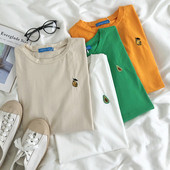 Tricou dama cu broderie si decolteu oval