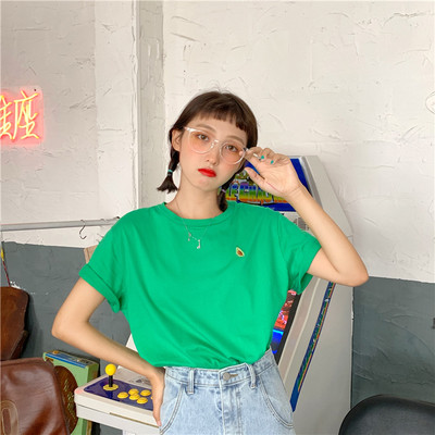 Tricou dama cu broderie si decolteu oval