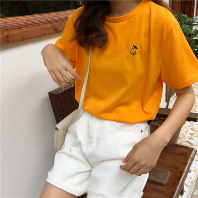 Tricou dama cu broderie si decolteu oval