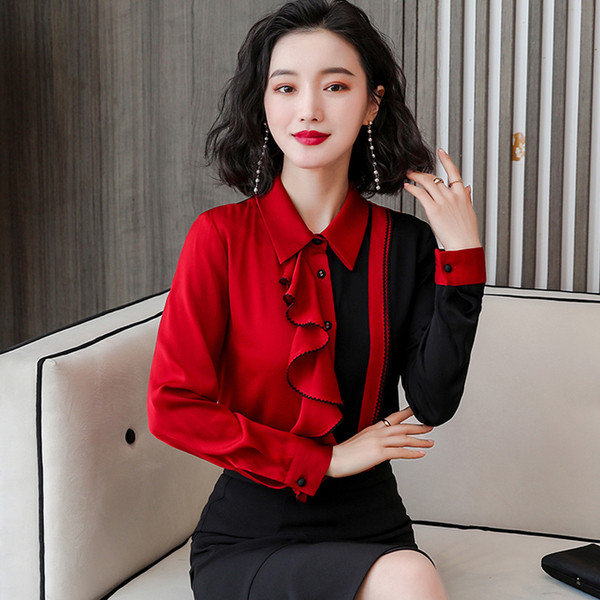 Cămașă elegantă de damă, cu guler și bucle clasice