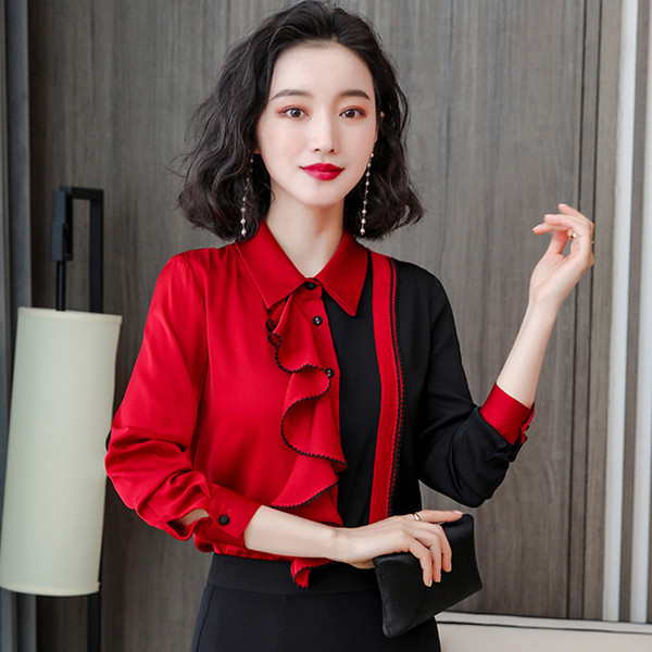 Cămașă elegantă de damă, cu guler și bucle clasice