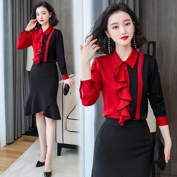 Cămașă elegantă de damă, cu guler și bucle clasice