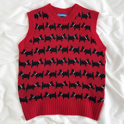 Retró női kötött mellény ovális nyakkivágással