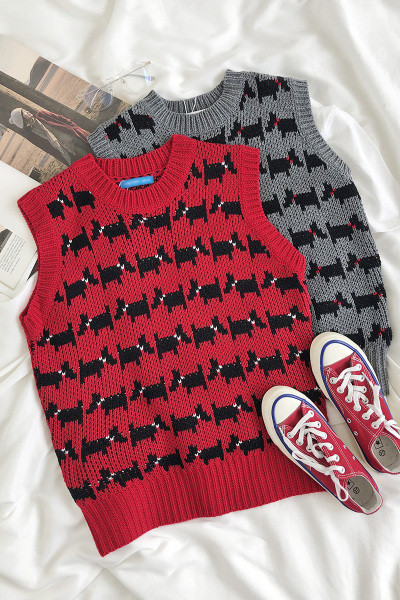 Retró női kötött mellény ovális nyakkivágással