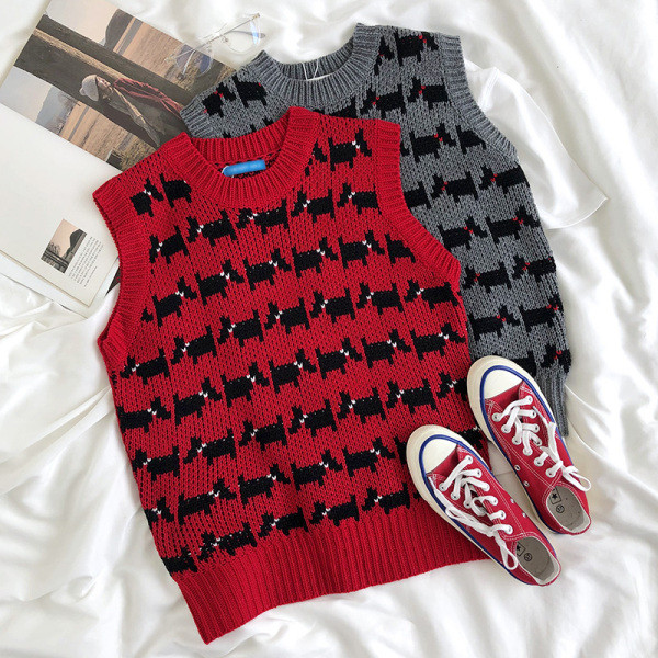 Retró női kötött mellény ovális nyakkivágással