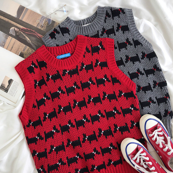 Retró női kötött mellény ovális nyakkivágással