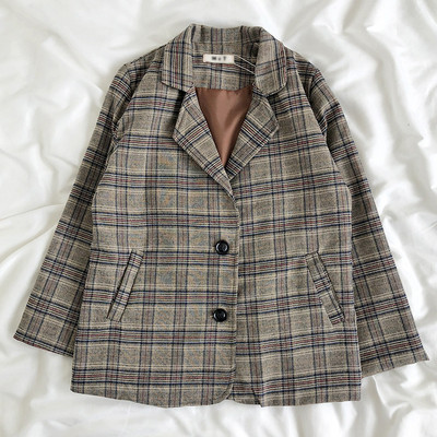 Карирано дамско ретро сако 