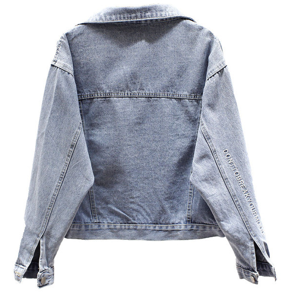Jachetă casual scurtă de blugi pentru femei, cu buzunare și guler