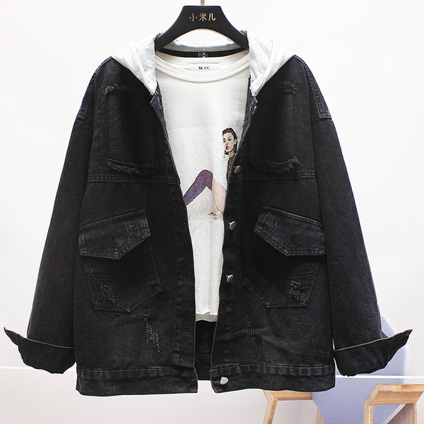 Geaca de dama model NOU din denim cu gluga si buzunare