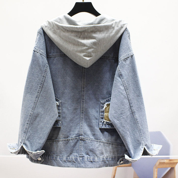 Geaca de dama model NOU din denim cu gluga si buzunare