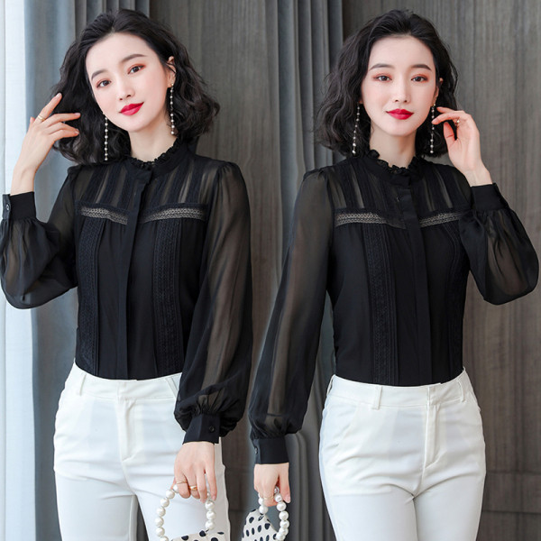 Elegantna ženska košulja sa širokim rukavima i gumbima