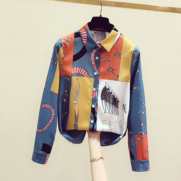 Cămașă de damă modernă cu model și guler clasic - două modele