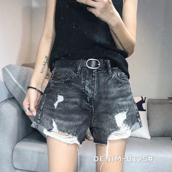 Pantaloni scurți de damă nou la modă, cu talie înaltă și motive rupte