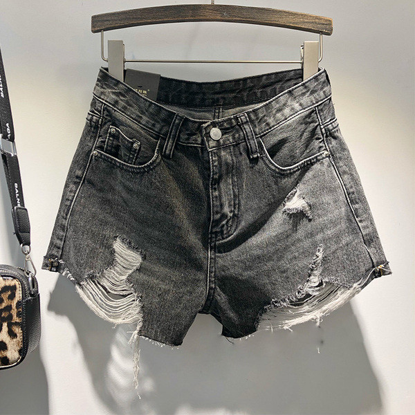 Pantaloni scurți de damă nou la modă, cu talie înaltă și motive rupte