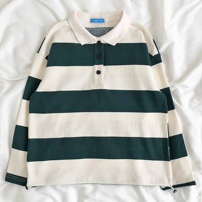 Bluză retro damă în dungi, cu guler și nasturi