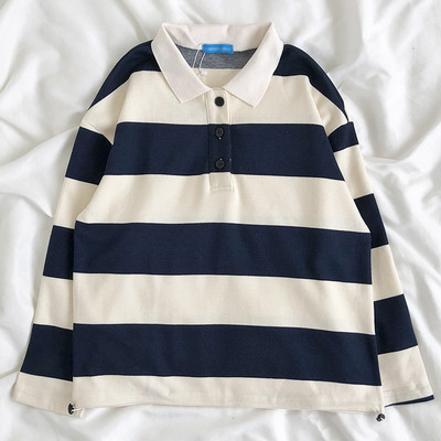 Bluză retro damă în dungi, cu guler și nasturi