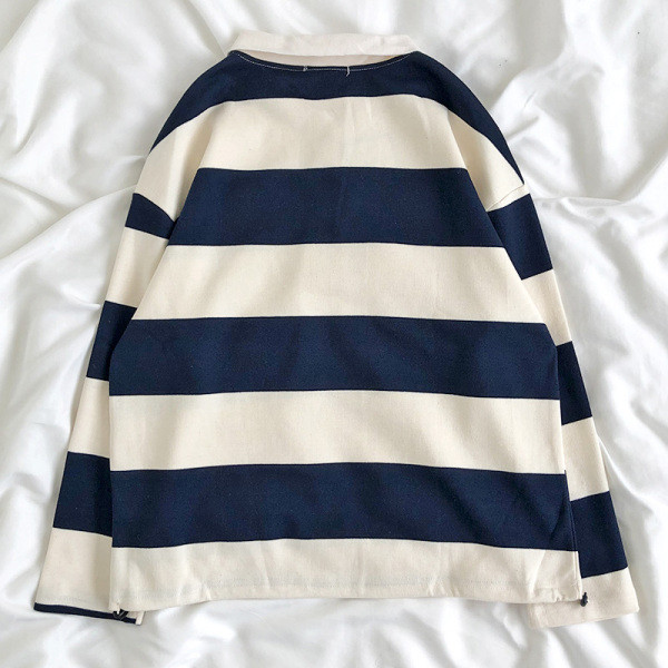 Bluză retro damă în dungi, cu guler și nasturi