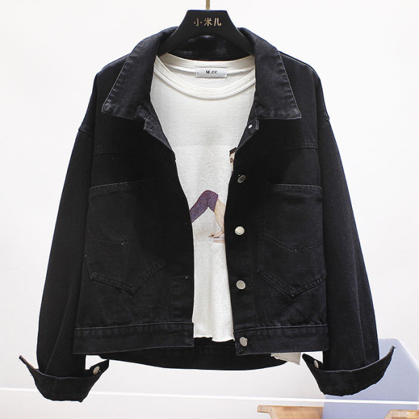 Alkalmi női farmerdzseki felirattal, fényes hatással