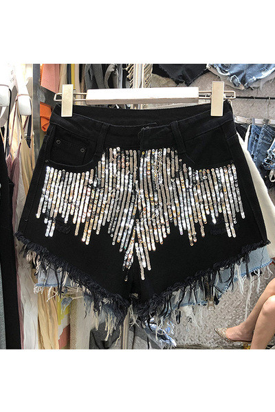 Női rövidnadrág új modellje elemmel - flitterekkel