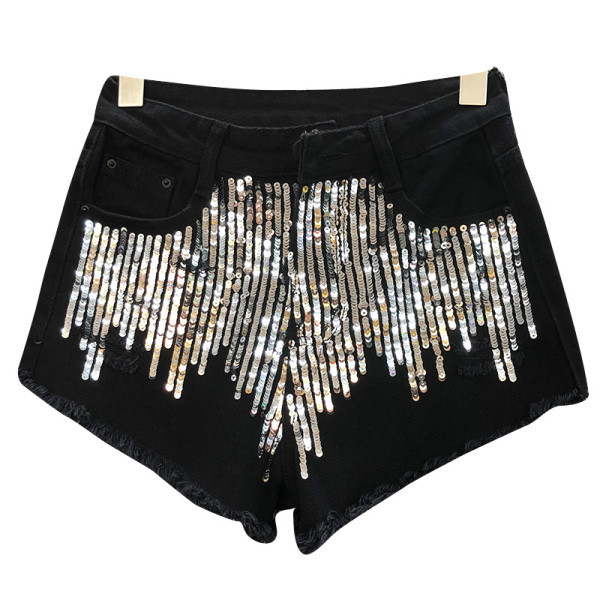 Női rövidnadrág új modellje elemmel - flitterekkel