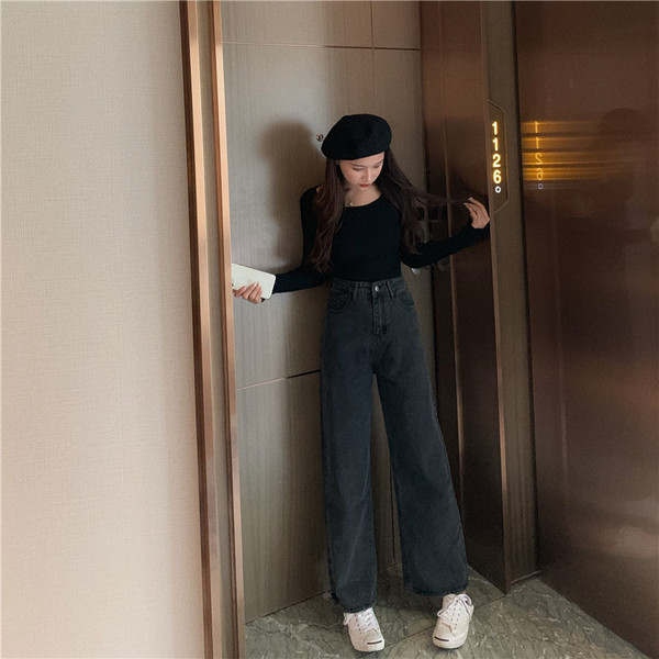 Alkalmi női szürke farmer, magas derékkal