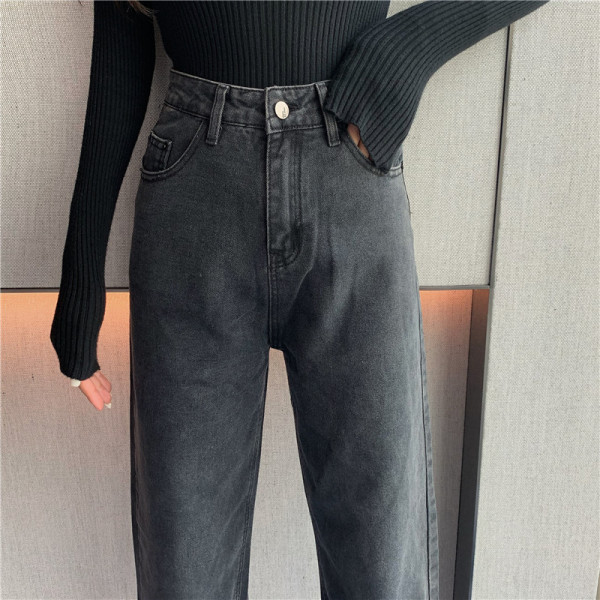 Alkalmi női szürke farmer, magas derékkal