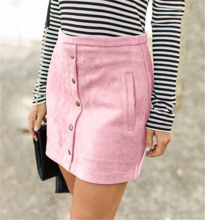 Fusta casual dama cu nasturi si talie inalta