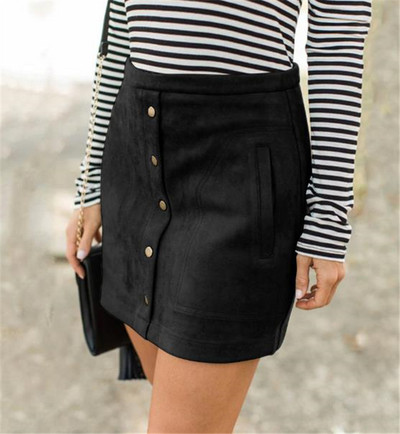 Fusta casual dama cu nasturi si talie inalta