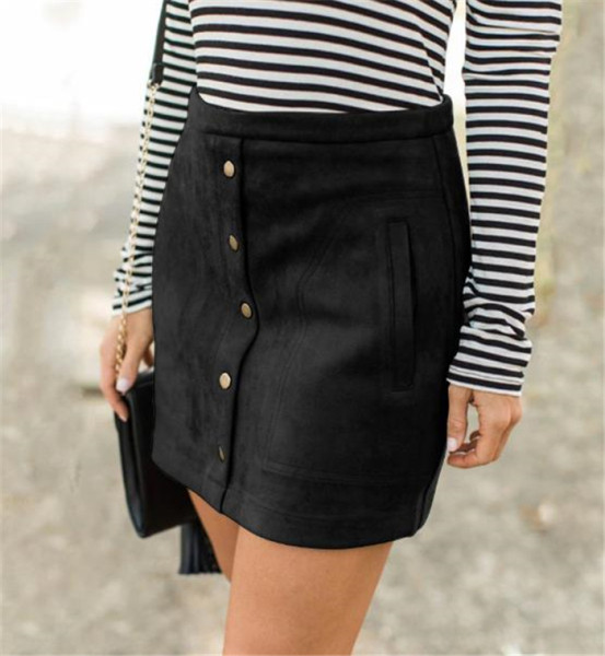 Fusta casual dama cu nasturi si talie inalta