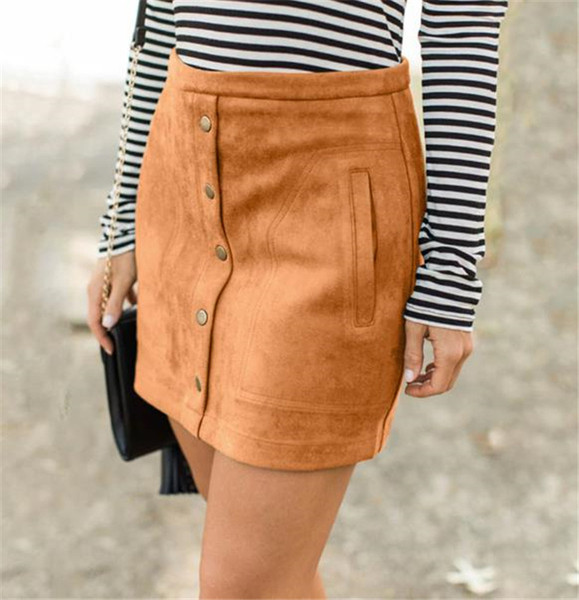 Fusta casual dama cu nasturi si talie inalta