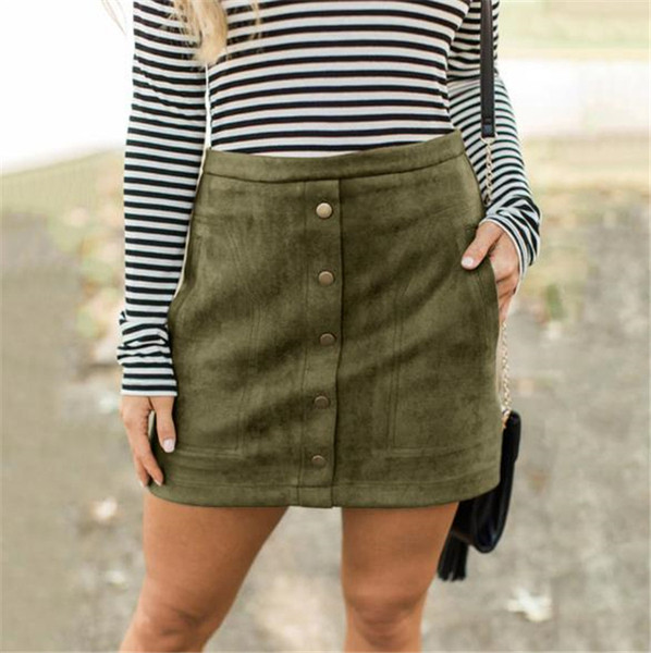 Fusta casual dama cu nasturi si talie inalta