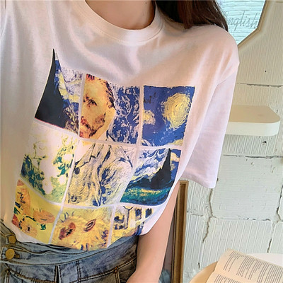 Tricou casual dama model larg cu decolteu oval si imprimeu color